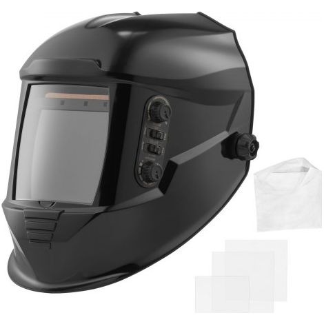 Automatik Schweißhelm, 100x95 mm True Color, 1/1/1/1 Solar Schweißermaske, 4 Lichtbogensensoren, DIN 4/5–9/9–13, für WIG MIG ARC Schweißen Schleifen Schneiden – METIS-Serie, Schwarz (1/5)