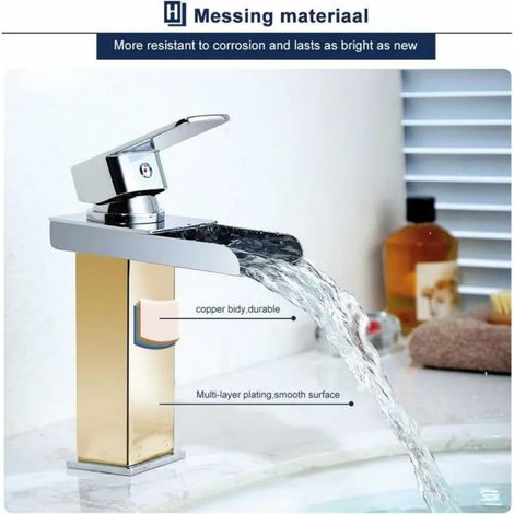 Robinet Salle Bain Cascade Mitigeur Lavabo Chromé Robinet Lavabo en Laiton Monotrou Sur Plage Robinetterie Salle de Bains
