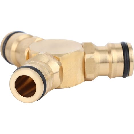 Raccord té en laiton à connexion rapide pour tuyau d'arrosage adaptateur de canalisation jardin domestique (1/5)