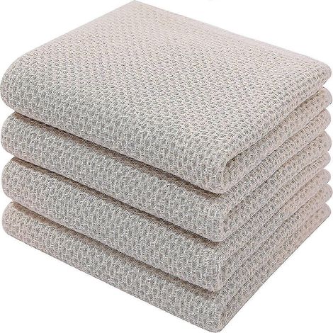 Lot de 6 torchons de cuisine en coton éponge 100%, chiffons ultra-absorbants avec passant de suspension pour vaisselle et nettoyage. (1/5)