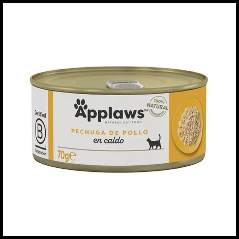Applaws Lata Pollo en Caldo - Comida Húmeda para Gatos - 70 g