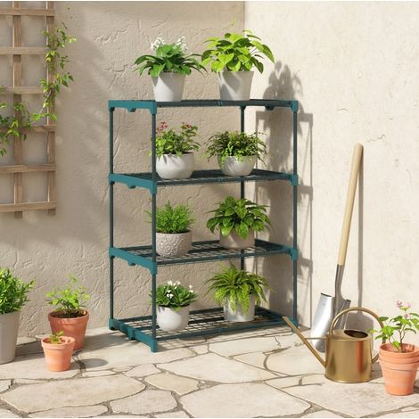 Regal mit 4 Ebenen Pflanzenständer 105 cm dunkelgrün OKMYHOME (1/5)