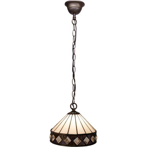 Lampe à suspension de plafond de plus petit diamètre 20 cm avec chaîne Ilumina de la série Tiffany