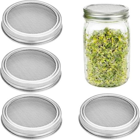 Couvercle en verre pour germination - Couvercle pour tamis à graines - Pour faire germer des graines fraîches - Acier inoxydable - 86 mm - Argent (1/5)