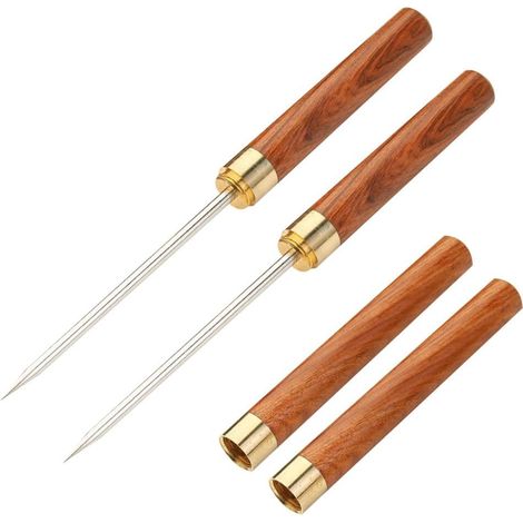 Lot de 2 Outil de Pic à Glace, Pics à Glace en Acier Inoxydable, 23cm Pioche à Glace avec Couvercle de Sécurité et Manche en Bois Antidérapant pour les Bars de Cuisine Pique-niques de Barman (1/5)