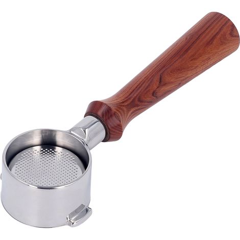 Porte-filtre 51 mm à 2 oreilles, sans fond, en acier inoxydable, avec poignée pour cafetière Delonghi ECO310 type F, rouge, à prise acide. (1/5)