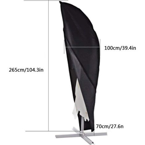 Housse de protection, pour parasol déporté, convient pour 2 m, 3 m, 3,5 m de diamètre, housse de parasol, protection UV, fermeture éclair sur toute la longueur et fond à cordon, en Oxford 210D, résist (1/4)