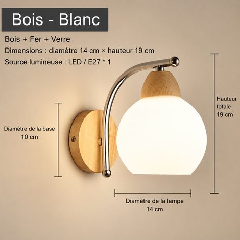 Applique Murale LED Bois Naturel Petit Œuf Rond 12W Lumière 3 Couleurs Lampe Chevet Verre ≤36V 1 kg – Livraison gratuite