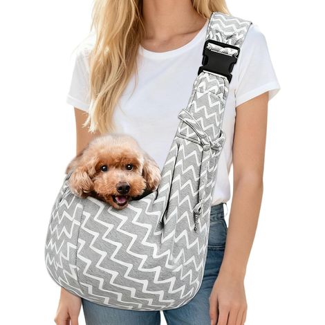 Sac de Transport pour Chien Chat de Taille Moyenne Jusqu'à 7,5 kg Sac Bandoulière pour Petits Chiens Sacs à Bandoulière Portable Sacs de Voyage avec Crochet pour Chiens et Chats d'Extérieur (1/5)