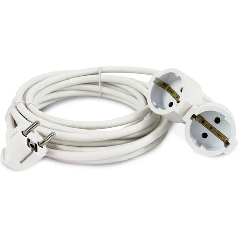 Rallonge avec contact de protection REV, double prise, 3 m, blanc