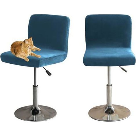 Housse De Chaise De Bar Avec Dossier - Velours Élastique 85% - Pour Tabouret Hauteur Dos 38 À 50 Cm - 2 Pièces (1/4)