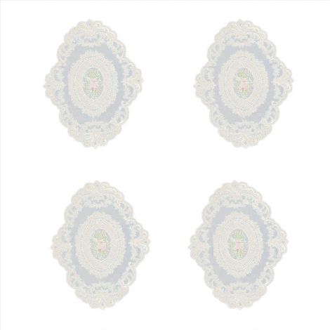 Lot de 4 sets de table rétro en dentelle, napperons au crochet français, sets de table brodés à la main, beige 30 x 40 cm (1/5)
