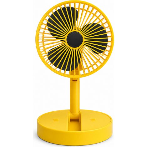 Ventilatore portatile USB pieghevole e telescopico giallo 2000 mAh 3 velocità (1/5)