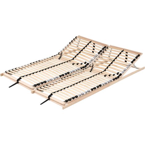 Sommier à Lattes Réglable Structure en Bois 160 x 200 cm pour Lit Simple Lattes Plates Monthois (1/5)