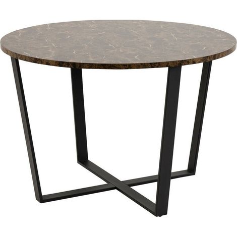 Mesa Norsica 309, Mármol marrón + Negro, 75x0x0cm, MDF, Metal