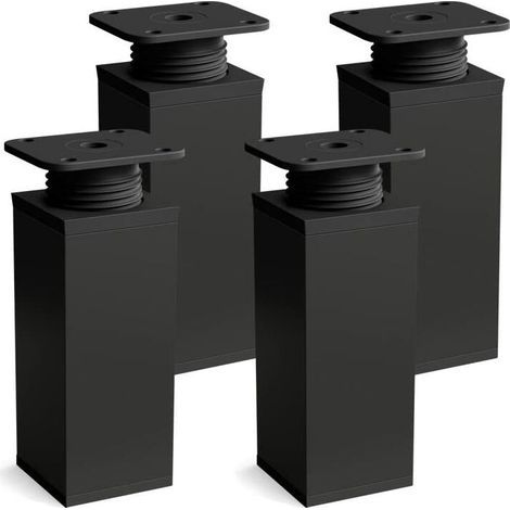 Möbelfüße, 4er-Set. Ausführung: Mattschwarz. Höhe: 60 mm, verstellbar. Eckige Form. (1/4)