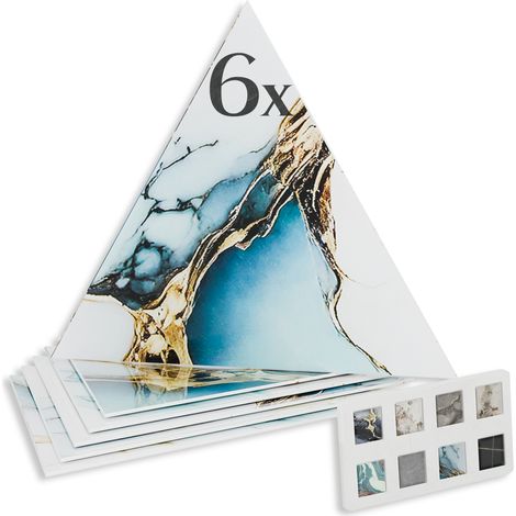 HEXIM Marmorplatten Optik Dreieck Set 6 Stück SPC Dekor Fliesen innen außen: 80112, 6 Stück