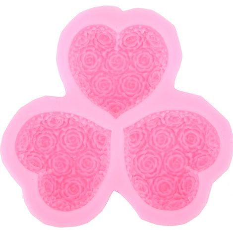 Molde de silicona Denash de 3 cavidades con forma de corazón para fondant, chocolate y repostería casera. (1/5)