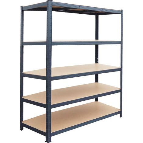 Relaxdays Heavy-Duty Rack, HWD: 200x120x60 cm, 875 kg, 5 MDF Shelves, Cellar Storage, Slot-Together, Anthracite