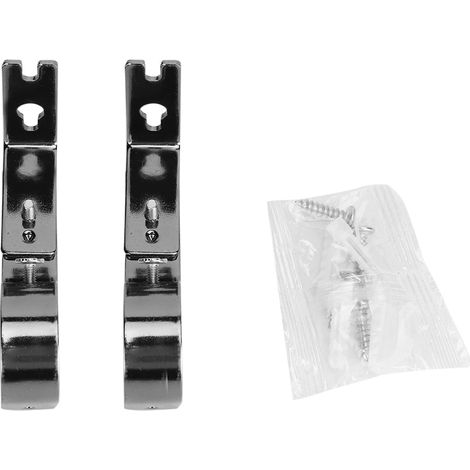 Lot de 2 supports de tringle à rideau universels réglables en acier inoxydable, noirs