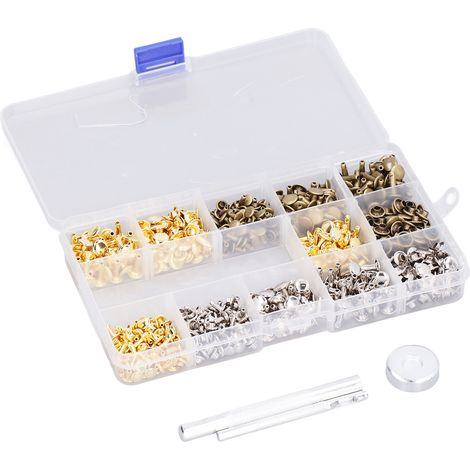 300 rivets à double tête en cuivre sans nickel, outil de perçage pour cuir avec pince à perforer