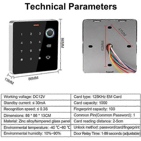 lecteur d'empreintes digitales à clavier de contrôle d'accès par capteur de proximité RFID pour carte, carte et capteur de proximité (1/5)