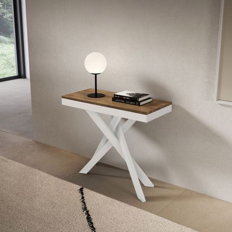 Consolle allungabile Libo Small Evolution - Noce telaio bianco 90x40/196 cm (1/2)
