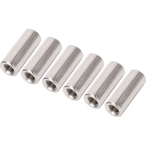 Écrous raccord ronds M6x1.0 x25mm, lot de 20, manchon fileté en acier inoxydable, douille de liaison pour tige (1/5)