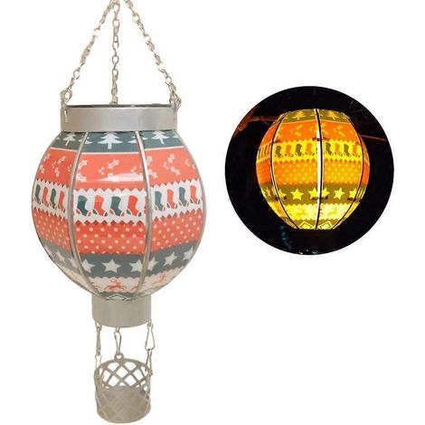 Lanterne solaire suspendue en forme de montgolfière - Décoration de Noël - Fonction polyvalente (1/4)
