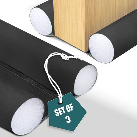 Soavoa Boudin de Porte Isolant Découpable 96cm Lot de 3 en Mousse EPE Housse PVC Résistante au Froid et à la Poussière Noir (1/5)
