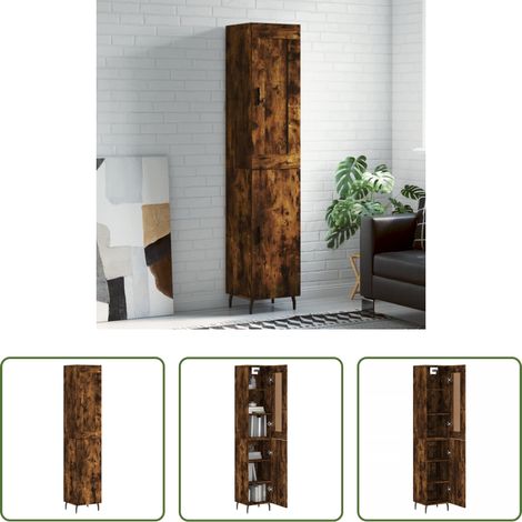 Holzschrank - Highboard Räuchereiche 34,5x34x180 cm Holzwerkstoff (1/5)