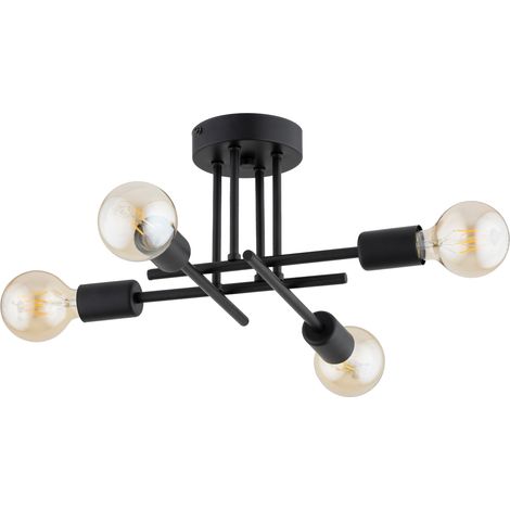 Plafonnier noir minimaliste à bras croisés 4xE27 DAKAR (1/2)