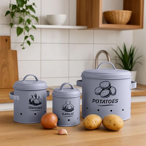 Aufbewahrungsboxen für Kartoffeln, Zwiebeln und Knoblauch - 3er-Set