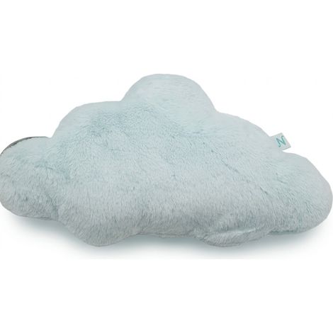Coussin décoratif - Forme nuage - Bleu clair - Textile à poils longs aspect peluche - Réf BN0400GC - Texture douce et duveteuse - Voir photos pour détails (1/3)