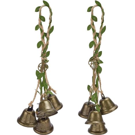 2 Pièces Cloches de Sorcière pour Protection de Poignée de Porte, Carillon Magique Accrocheur Décoration de Cloche en Bronze Vintage Cloches de Sorcière Suspendues, 2 Styles, 24.5cm (1/5)