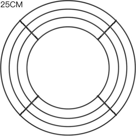 Couronne de fil de fer de 25cm, métal robuste et Flexible pour la décoration de mariage à domicile, noir (1/5)