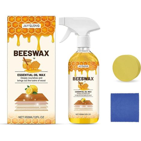 Spray de cire d'abeille naturelle 355 ml pour meubles et sols en bois, produit anti-rayures pour sols de cuisine, spray protecteur et revitalisant pour meubles (1/5)
