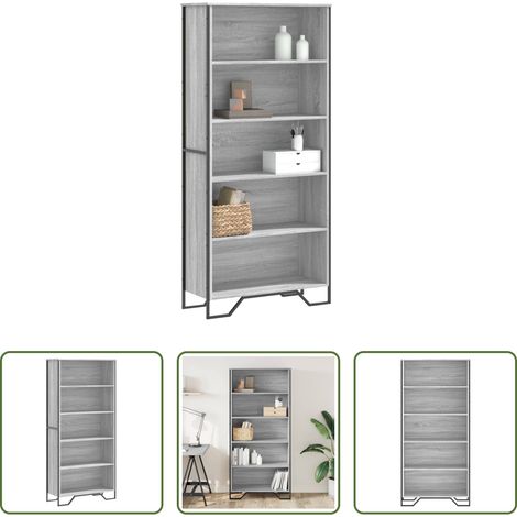 Bücherregal Holz - Bücherregal Grau Sonoma 80x31x169 cm Holzwerkstoff (1/5)