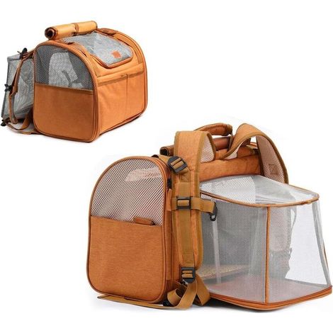 Sac à dos de luxe pour animaux de compagnie - Extensible et respirant - Transport pour chiens et chats jusqu'à 9 kg - Pliable - Gris (1/5)