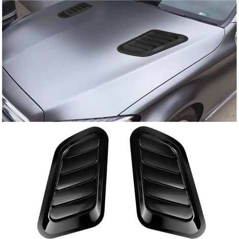 Garniture d’aération de capot en ABS – Scoop d’admission d’air pour turbocompresseur – Accessoire décoratif modifié pour voiture (Noir) (1/5)
