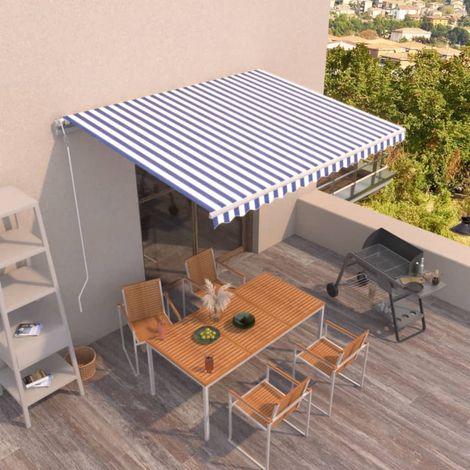 Toldo automático retráctil azul y 400x350 cm