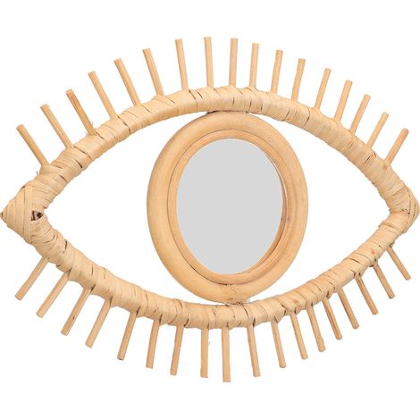 Miroir mural en rotin tressé, décoration scandinave créative, design vintage pour maison, miroir d’entrée artistique, 42x27cm/220g. (1/5)
