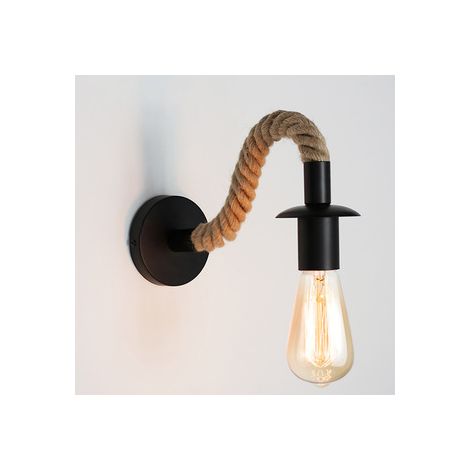 2Packs Applique Murale Vintage, Lampe Murale Corde de Chanvre, E27 Rétro Applique Murale Interieur pour Couloir Loft Chambre Café Bar ( avec ampoule)