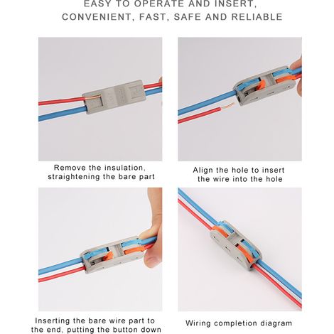 10PCS PCT2-2 Connecteur Fil Bouton Coloré Bornier Rapide 2 Entrées 2 Sorties pour Agrafe de Câblage Couleur Chromatique (1/5)