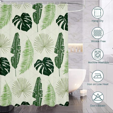 Rideau de douche motif feuilles exotiques, rideau salle de bain imperméable, 90x180 cm (1/5)