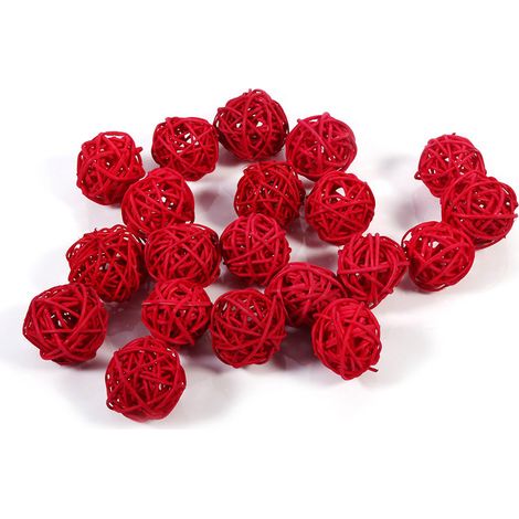 Yunseity Boule de Rotin, Boules d'Ornelement en Rotin de Fabrication Fine de de Fête pour Décoratives en Mariage pour la Fête de Noël (Rouge) (1/4)