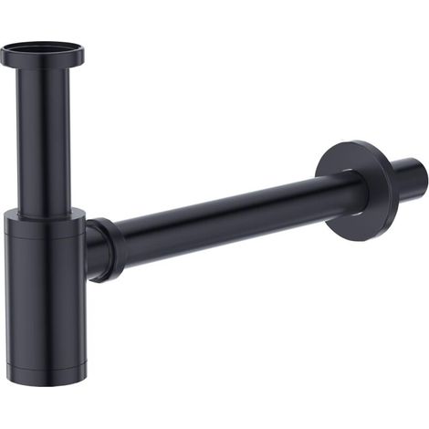Siphon universel pour lavabo, siphon tubulaire 1 1/4" bonde d'évacuation pour lavabo salle de bain en acier inoxydable, noir (1/4)