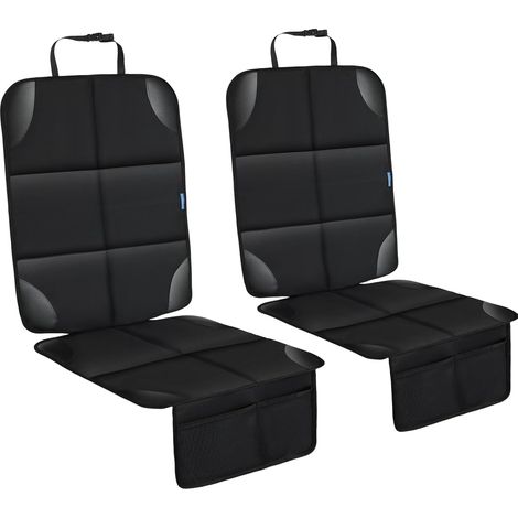Protection Siege Voiture pour Enfant Imperméable et Antidérapant avec 2 Maille Poches de Rangement, Compatible ISOFIX, pour Berline, SUV, Coffre, en Cuir Et Tissu, Noir (2 Pièce) (1/5)
