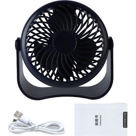 Small desk fan, 3 wind speeds, quiet, rechargeable, mini USB, for home, bedroom, summer (1/5)