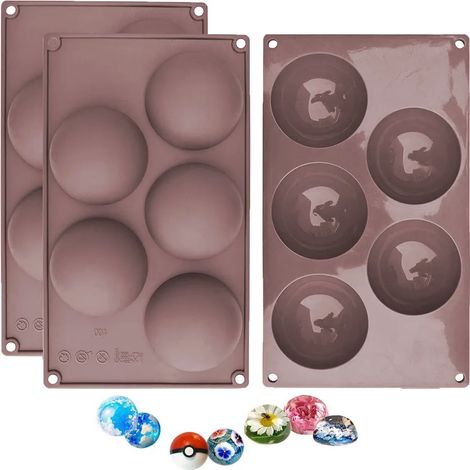 Halbkugel-Silikonform mit 5 Hohlräumen, geeignet für heiße Schokolade, Gelee, Kuchen, Kuppelmousse (1/4)